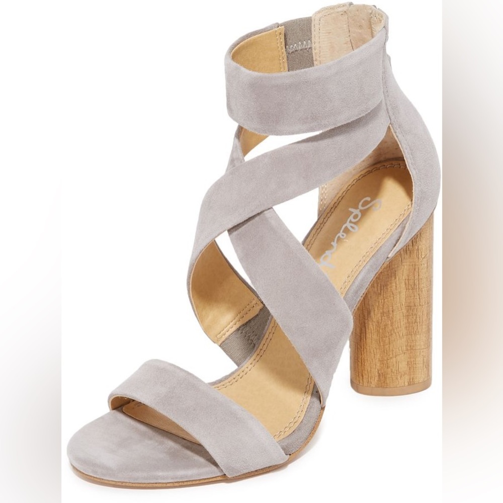 Splendid Jara Grey Leather Wood Sandals Size 9.5